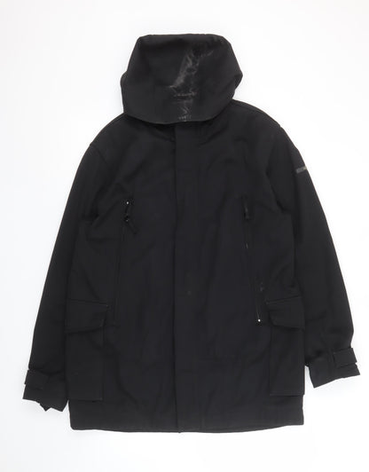 Mens UK Size M Duck and Cover Black Parka Coat