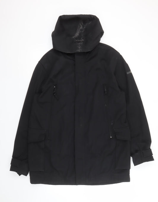 Mens UK Size M Duck and Cover Black Parka Coat