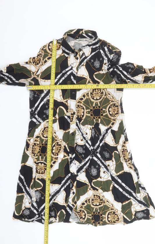 Stradivarius Women’s Multicoloured Collared Shirt Dress Size 8