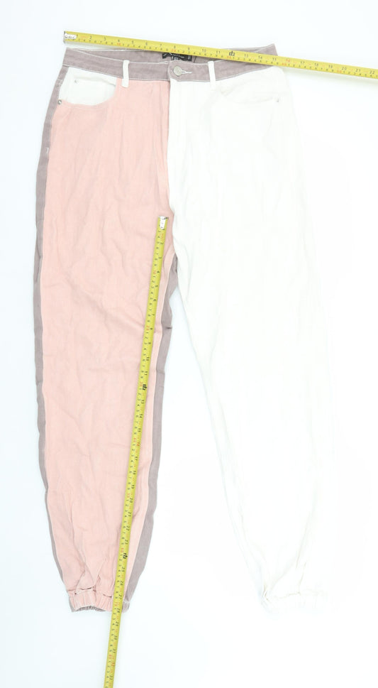 Womens UK Size 12 Missguided Relaxed Fit Mom Multicoloured Jeans