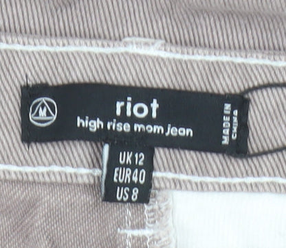 Womens UK Size 12 Missguided Relaxed Fit Mom Multicoloured Jeans