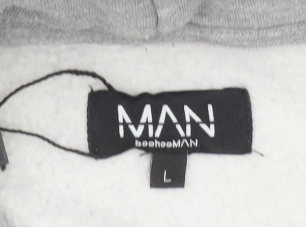 Mens UK Size L BoohooMAN Grey Pullover Hoodie