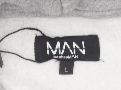 Mens UK Size L BoohooMAN Grey Pullover Hoodie