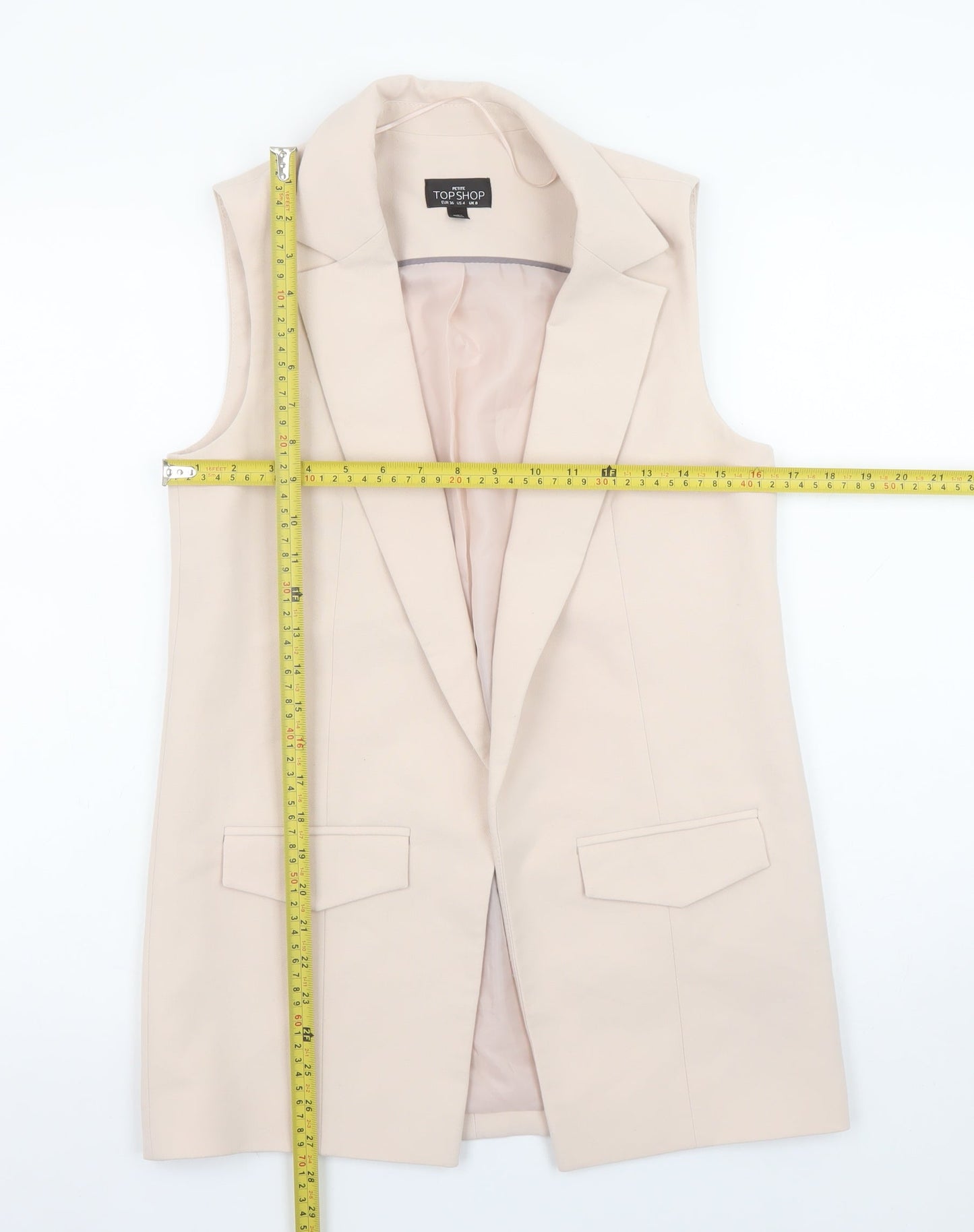 Womens UK Size 8 Topshop Petites Beige Suit Waistcoat