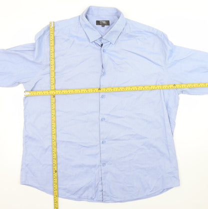 Dunnes Stores Men Blue 2XL Regular Fit Long Sleeve Button-Up Shirt