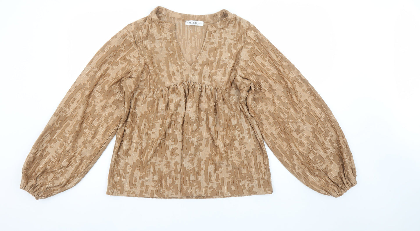 Womens UK Size S Gallery Beige Tunic Blouse