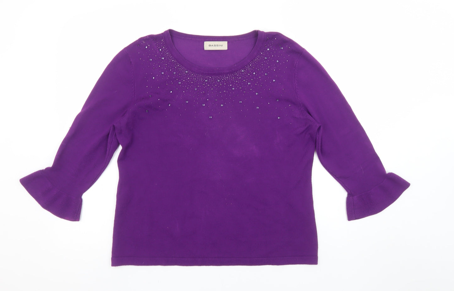 Womens UK Size M/L BASSINI Purple Pullover Jumper