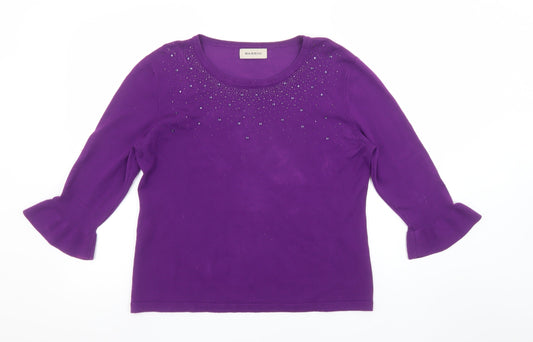 Womens UK Size M/L BASSINI Purple Pullover Jumper