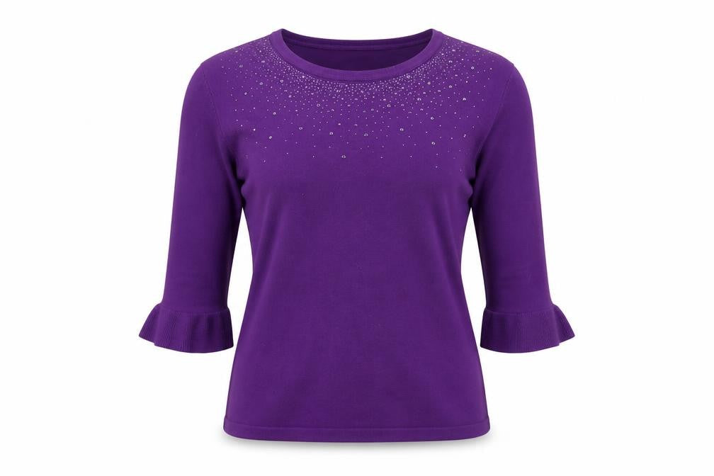 Womens UK Size M/L BASSINI Purple Pullover Jumper
