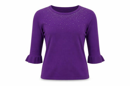 Womens UK Size M/L BASSINI Purple Pullover Jumper