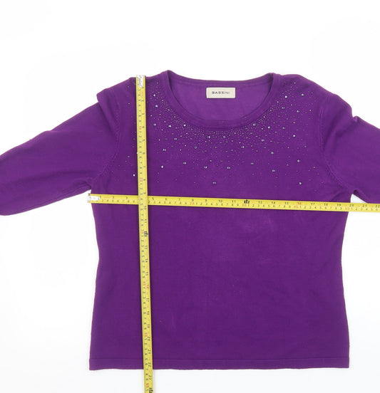 Womens UK Size M/L BASSINI Purple Pullover Jumper