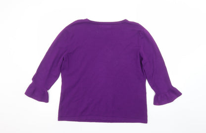 Womens UK Size M/L BASSINI Purple Pullover Jumper