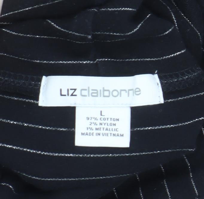 Womens UK Size L Liz Claiborne Black Basic T-Shirt