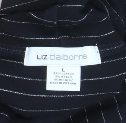 Womens UK Size L Liz Claiborne Black Basic T-Shirt