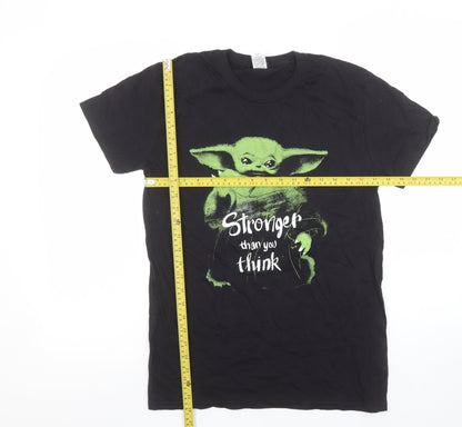 Womens UK Size M Fruit of the Loom Black Basic T-Shirt