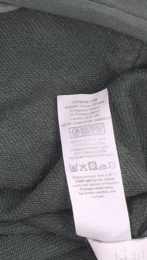Mens UK Size S Topman Green Pullover Hoodie