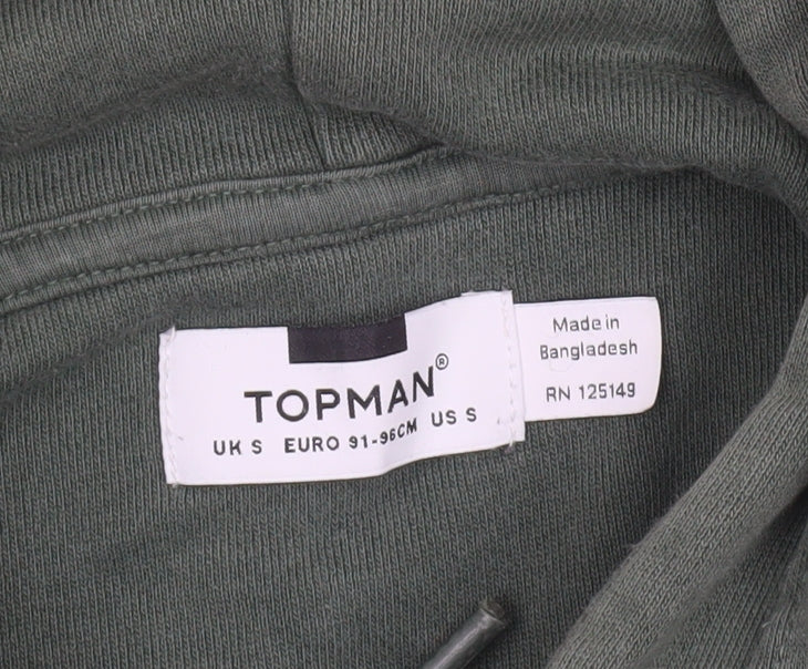Mens UK Size S Topman Green Pullover Hoodie
