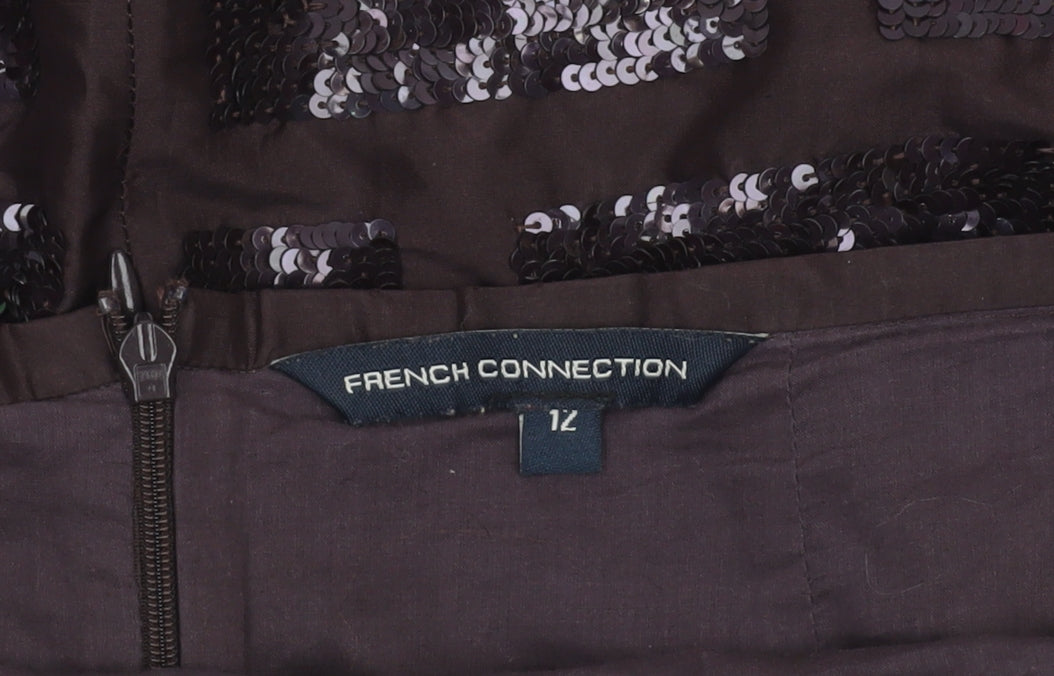 Womens UK Size 12 French Connection Straight & Pencil Satin Skirt