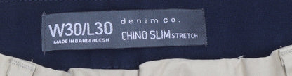 Mens UK Size M denim co. Slim Fit Chino Beige Trousers