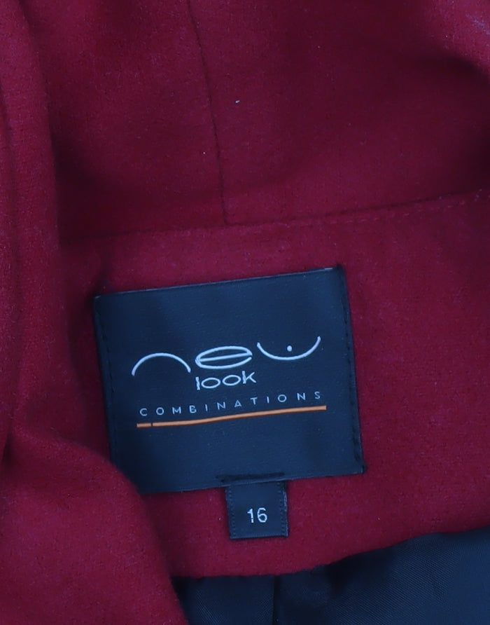 Womens UK Size 16 New Look Red Overcoat
