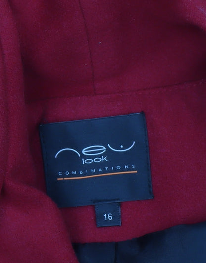 Womens UK Size 16 New Look Red Overcoat