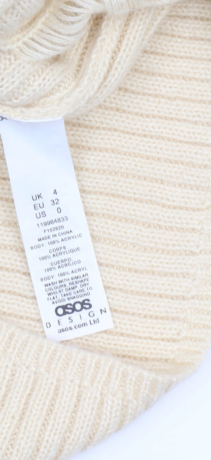 Womens UK Size 4 ASOS DESIGN Beige Pullover Jumper