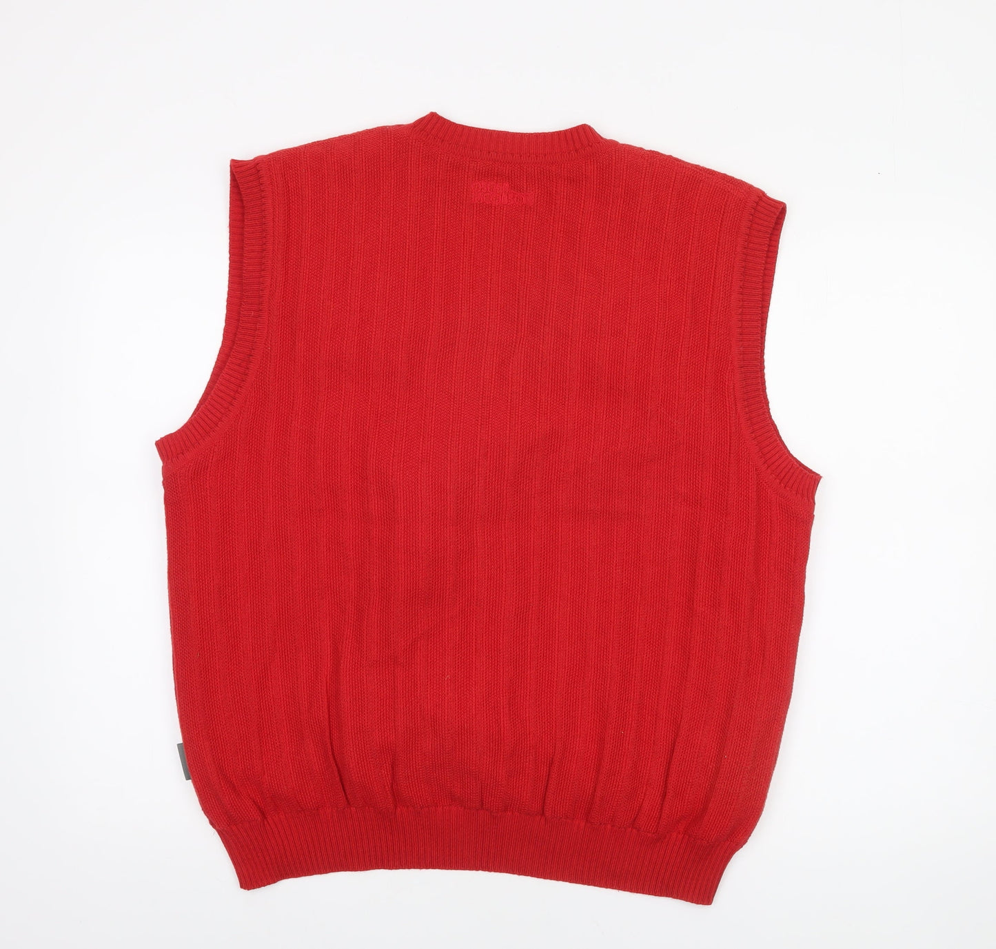 Oscar Jacobson Men's Red Wool Blend V-Neck Golf Vest L