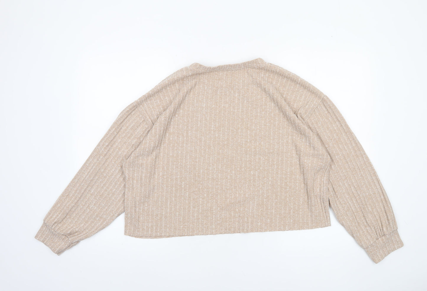 Womens UK Size 12 Zara Beige Cropped T-Shirt