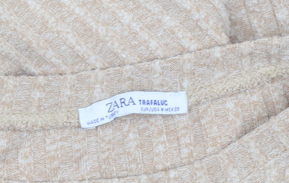 Womens UK Size 12 Zara Beige Cropped T-Shirt