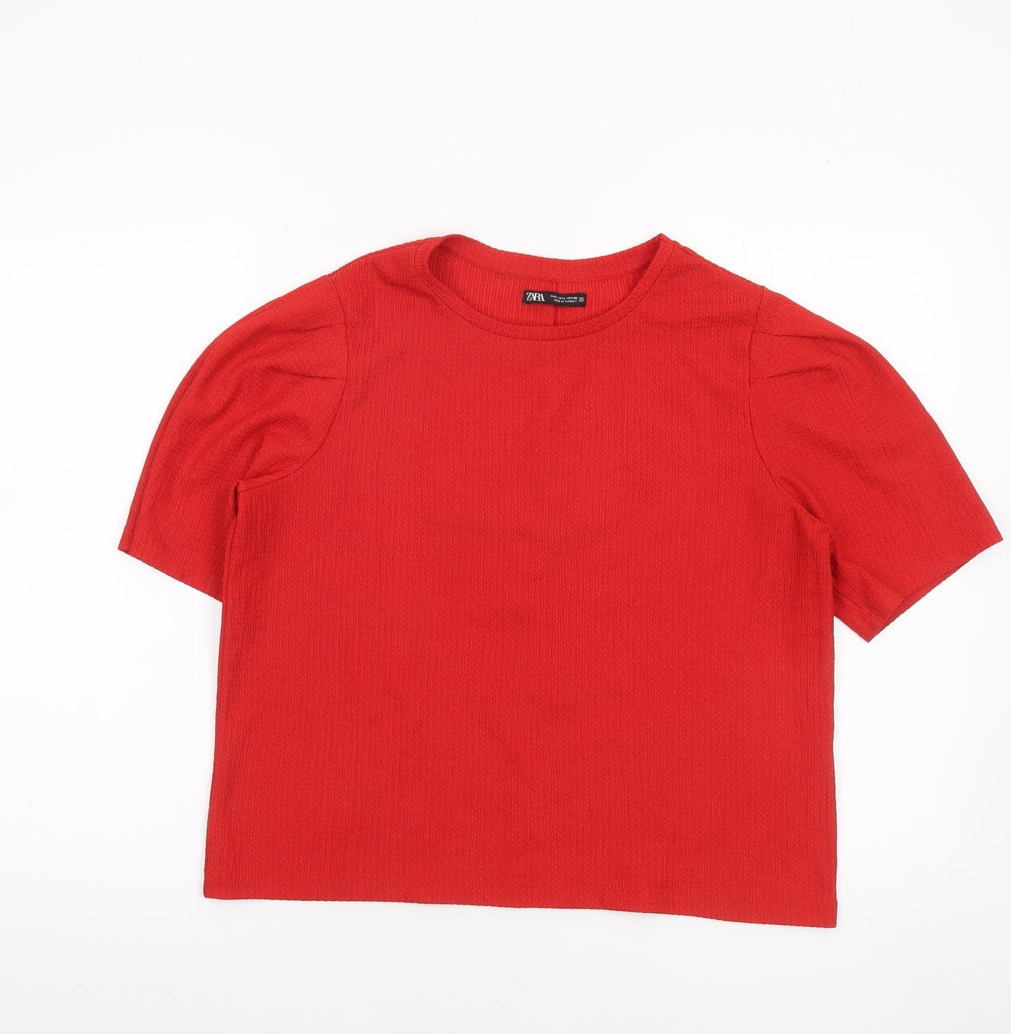 Womens UK Size L Zara Red Basic T-Shirt