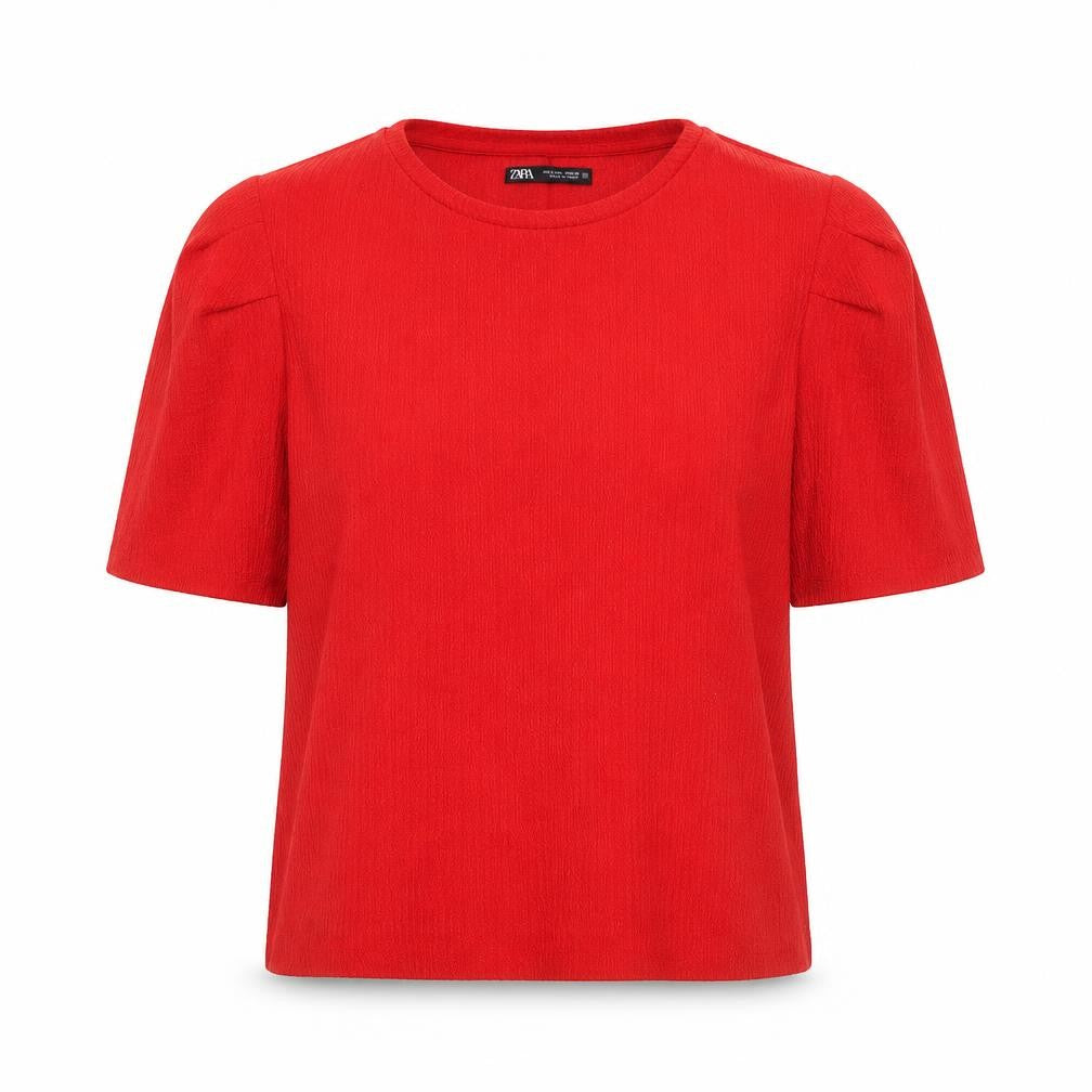 Womens UK Size L Zara Red Basic T-Shirt