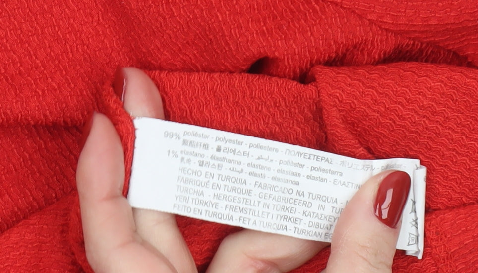 Womens UK Size L Zara Red Basic T-Shirt