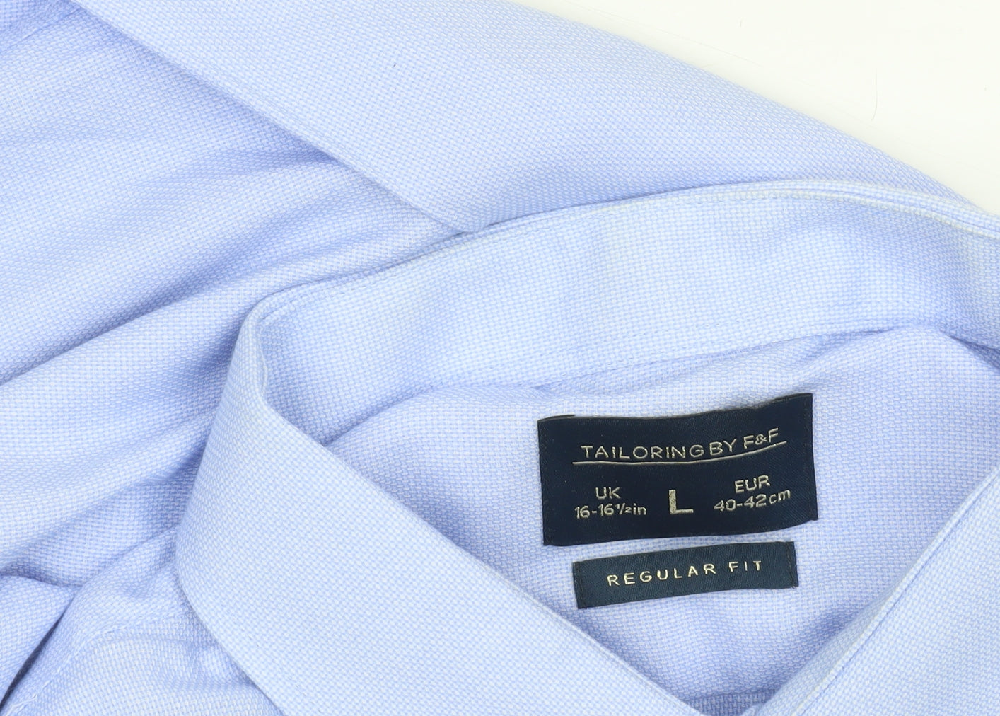 Mens UK Collar Size L F&F Smart Blue  Dress Shirt