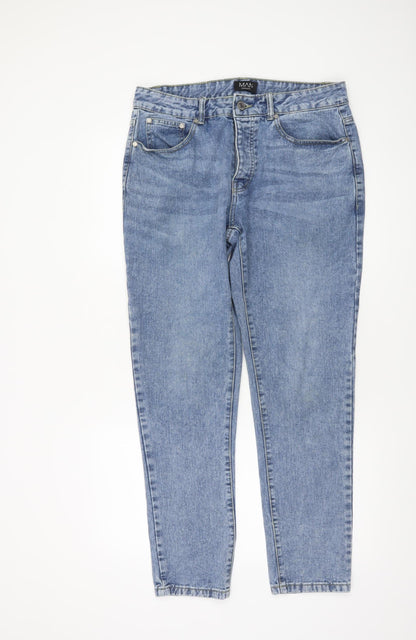 Mens UK Size 32 Long boohooMAN Regular Fit Straight Blue Jeans