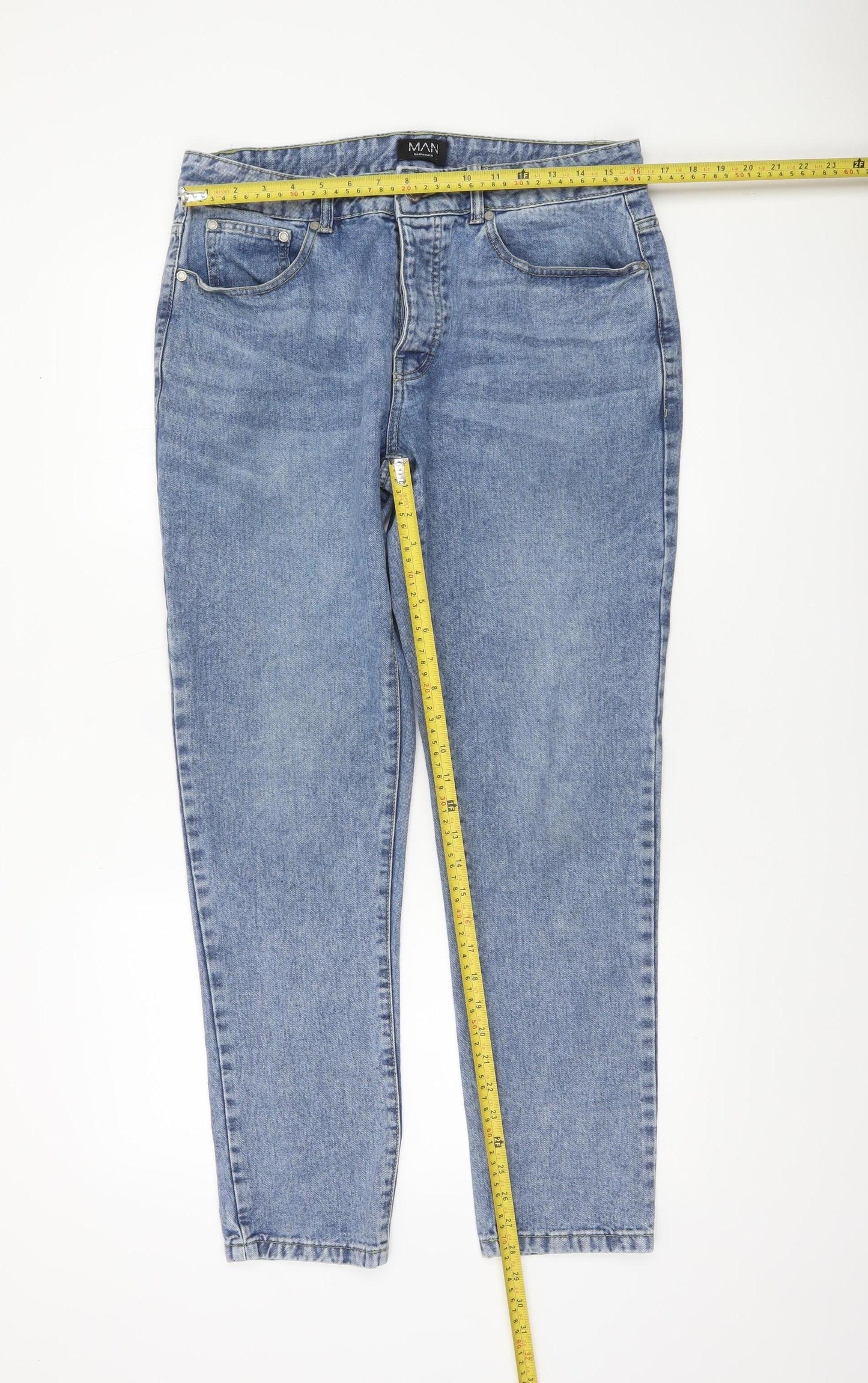 Mens UK Size 32 Long boohooMAN Regular Fit Straight Blue Jeans