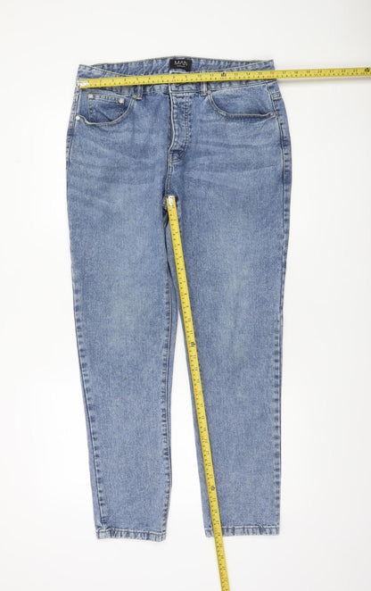Mens UK Size 32 Long boohooMAN Regular Fit Straight Blue Jeans