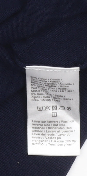 Lacoste Men's Blue V-Neck Cotton Wool Silk Jumper XL