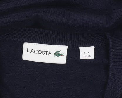 Lacoste Men's Blue V-Neck Cotton Wool Silk Jumper XL