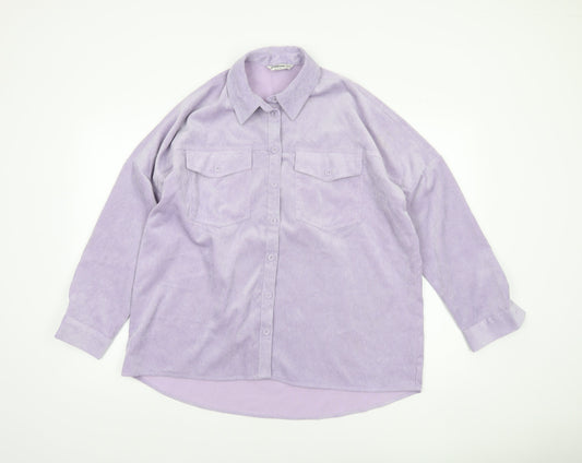 Womens UK Size 12 Stradivarius Purple Basic Button-Up