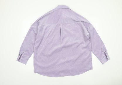 Womens UK Size 12 Stradivarius Purple Basic Button-Up