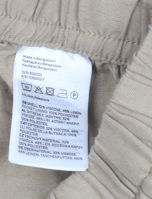 Womens UK Size XS H&M Relaxed Fit Casual Travel Beige Trousers