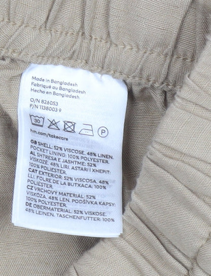 Womens UK Size XS H&M Relaxed Fit Casual Travel Beige Trousers