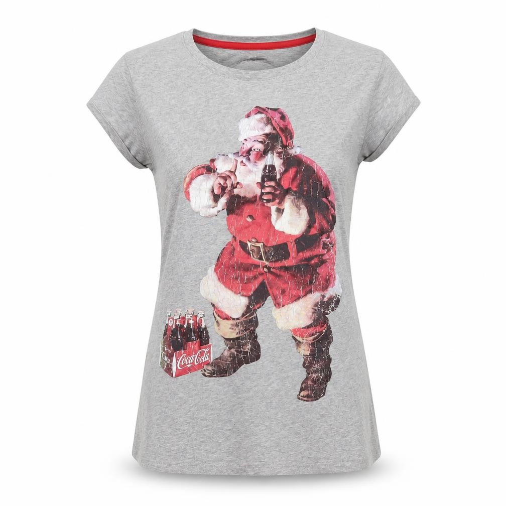 Womens UK Size 12 Coca-Cola Grey Basic T-Shirt