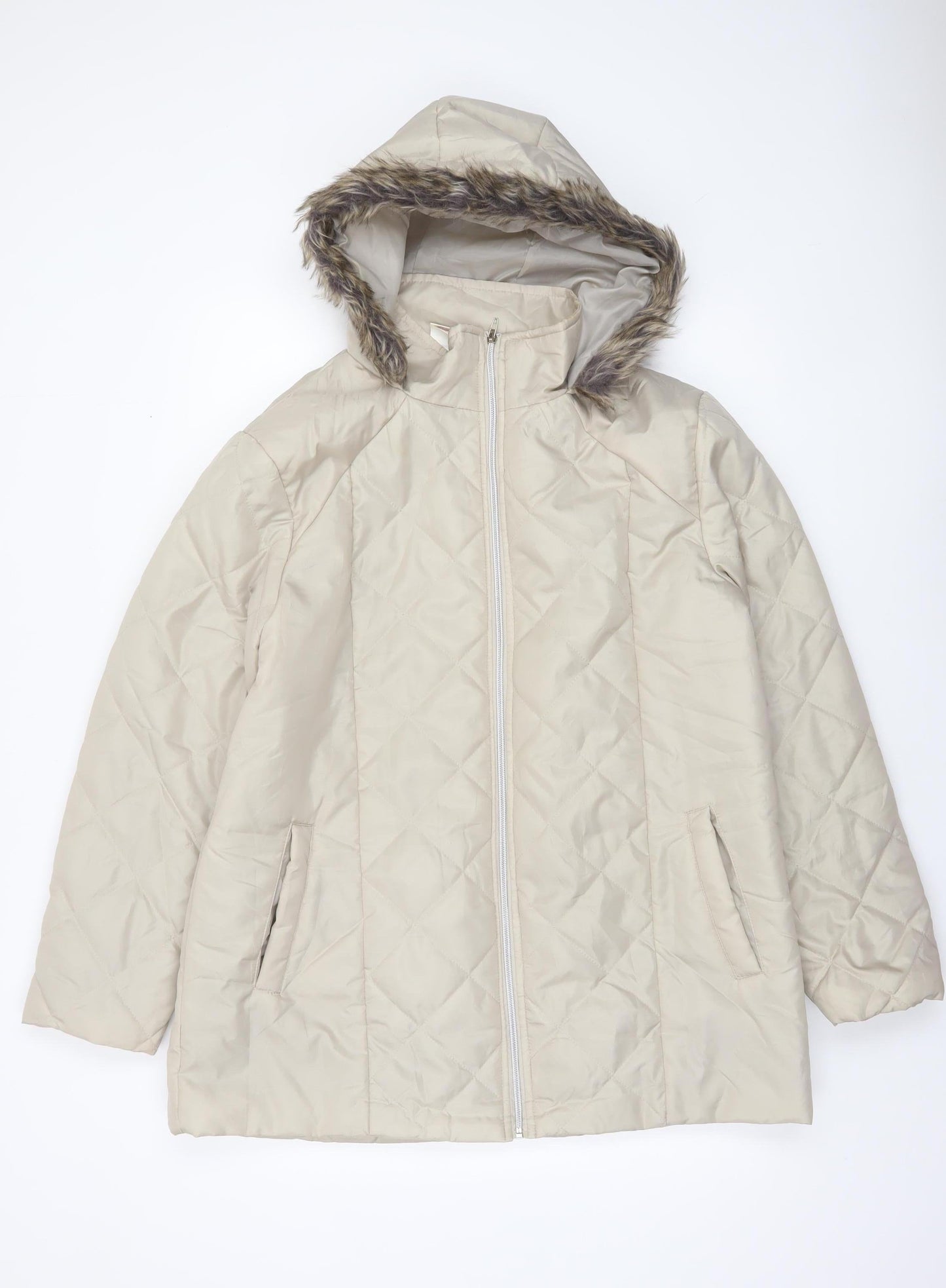 Womens UK Size M Anne de Lançay Beige Puffer Jacket