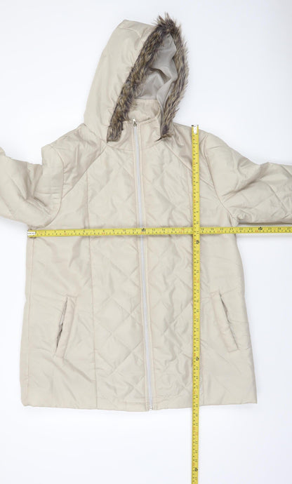 Womens UK Size M Anne de Lançay Beige Puffer Jacket