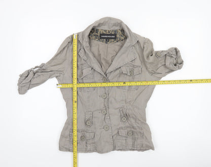 Womens UK Size 10 Warehouse Beige Military Jacket