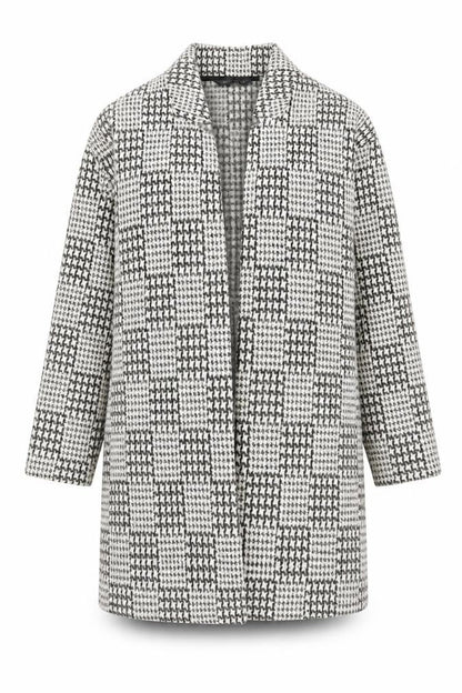 Marks & Spencer Women's Black Mix Wool Check Overcoat Size 8