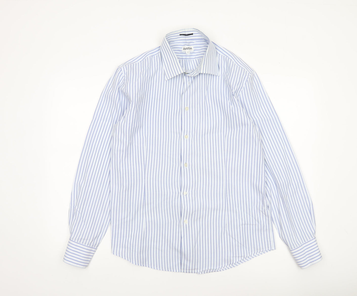 Mens UK Collar Size L Austin Smart Blue  Dress Shirt