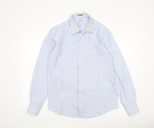 Mens UK Collar Size L Austin Smart Blue  Dress Shirt