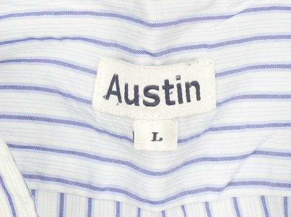 Mens UK Collar Size L Austin Smart Blue  Dress Shirt